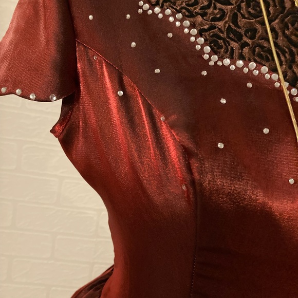 Elegant Cognac (dark orange) vintage look dress - Picture 12 of 16